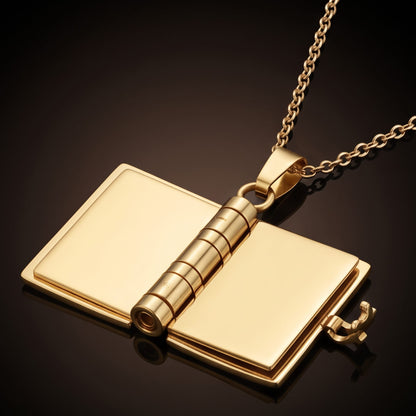 THE MEN THING SS Pendant/ Necklace DIARY LOCKET - GOLDEN - 18mm Pure Titanium Steel Pendant with 3mm Chain for Men & Boys (17 to 19 inch Adjustable Cable Chain)
