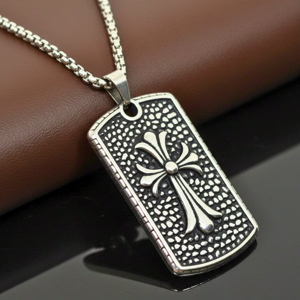 DIVINE FAITH - 31mm Titanium Steel Pendant with 24inch Round Box 4mm Chain for Men & Boys