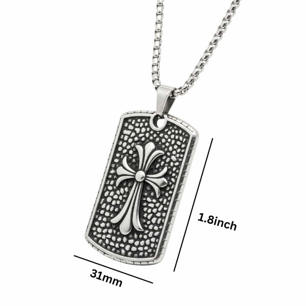 DIVINE FAITH - 31mm Titanium Steel Pendant with 24inch Round Box 4mm Chain for Men & Boys