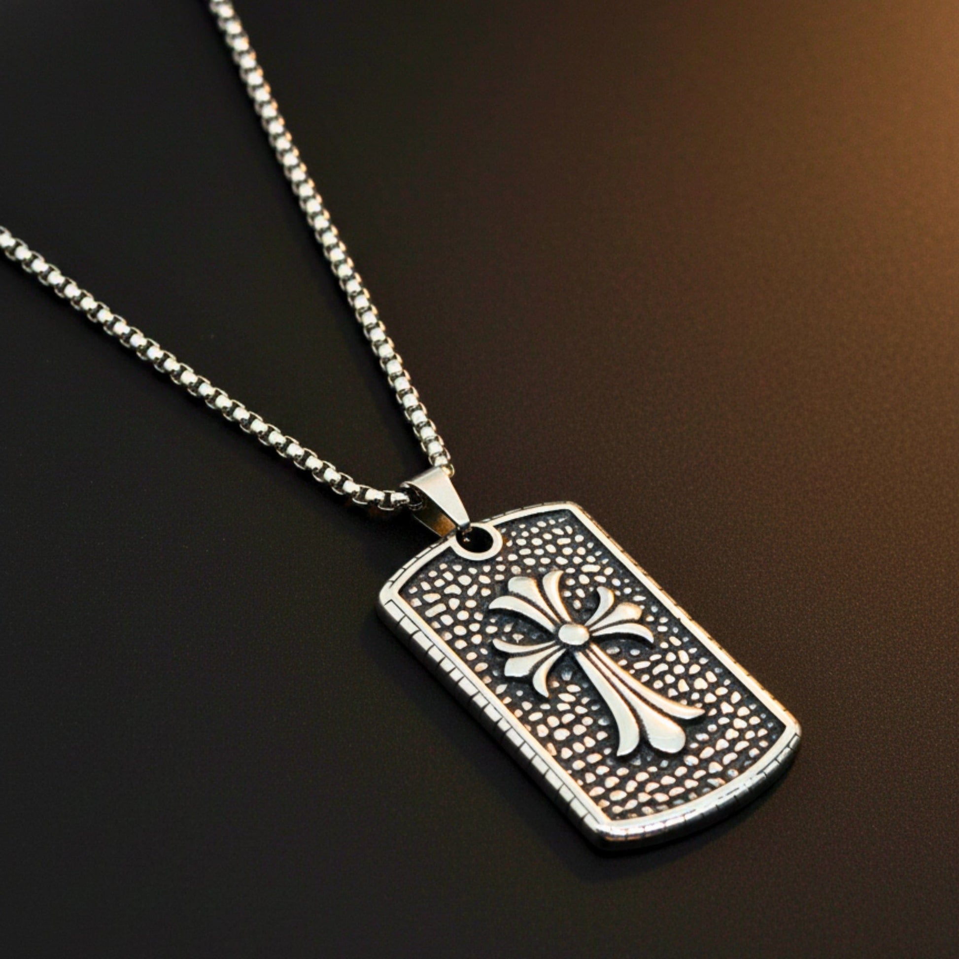 THE MEN THING SS Pendant/ Necklace DIVINE FAITH - 31mm Titanium Steel Pendant with 24inch Round Box 4mm Chain for Men & Boys