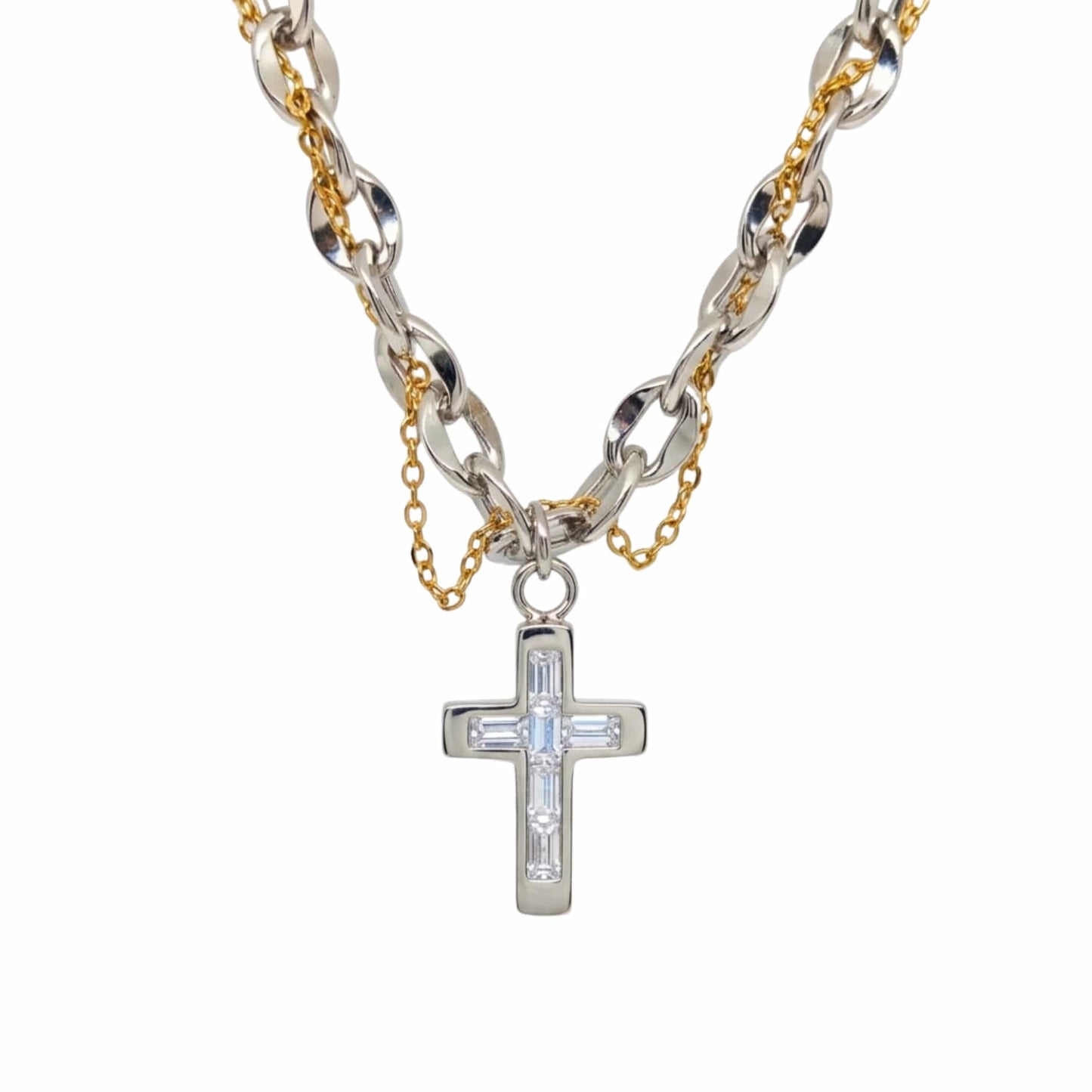 THE MEN THING SS Pendant/ Necklace DOMINUS CROSS - 17mm Titanium Steel Pendant with 20 to 21inch Adjustable Oval 8mm Chain for Men & Boys