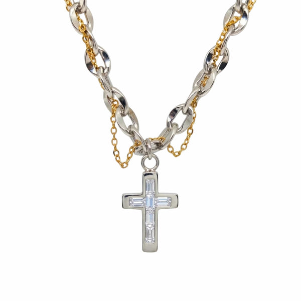 DOMINUS CROSS - 17mm Titanium Steel Pendant with 20 to 21inch Adjustable Oval 8mm Chain for Men & Boys