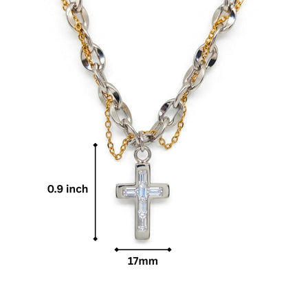 THE MEN THING SS Pendant/ Necklace DOMINUS CROSS - 17mm Titanium Steel Pendant with 20 to 21inch Adjustable Oval 8mm Chain for Men & Boys
