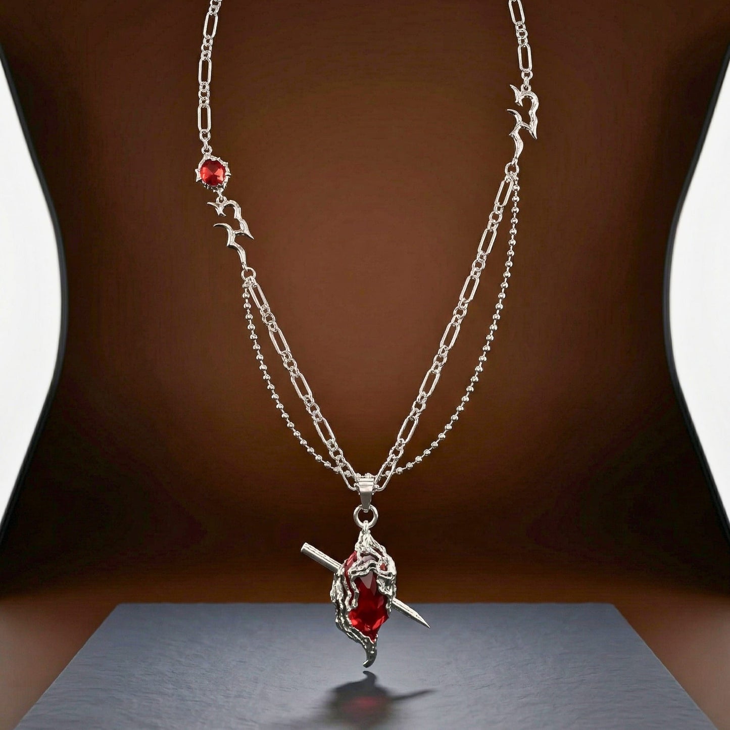 THE MEN THING SS Pendant/ Necklace DRAVEN - 30mm Titanium Steel Pendant with 28 to 30inch Adjustable Cable 5mm Chain for Men & Boys