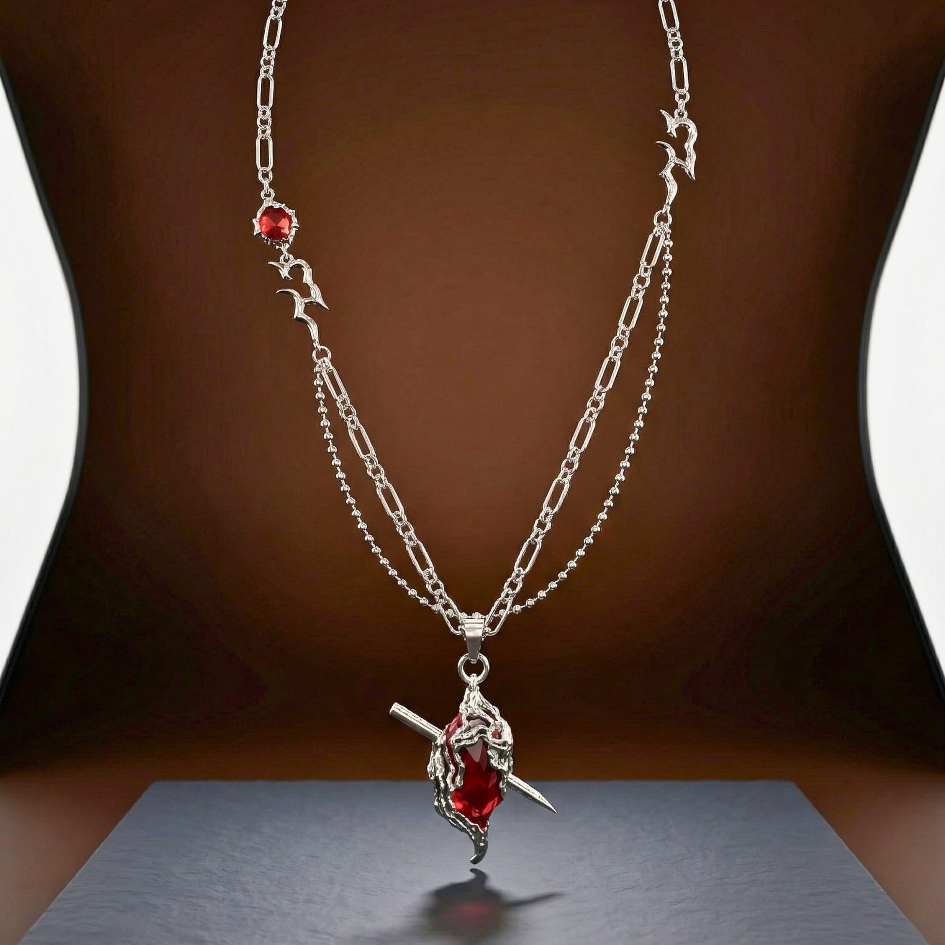 THE MEN THING SS Pendant/ Necklace DRAVEN - 30mm Titanium Steel Pendant with 28 to 30inch Adjustable Cable 5mm Chain for Men & Boys