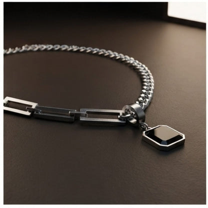 THE MEN THING SS Pendant/ Necklace DUAL LINK - 35mm Titanium Steel Pendant with OCTAGON 5mm Chain for Men & Boys (21inch)