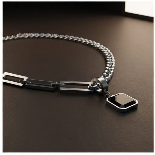 DUAL LINK - 35mm Titanium Steel Pendant with OCTAGON 5mm Chain for Men & Boys (21inch)