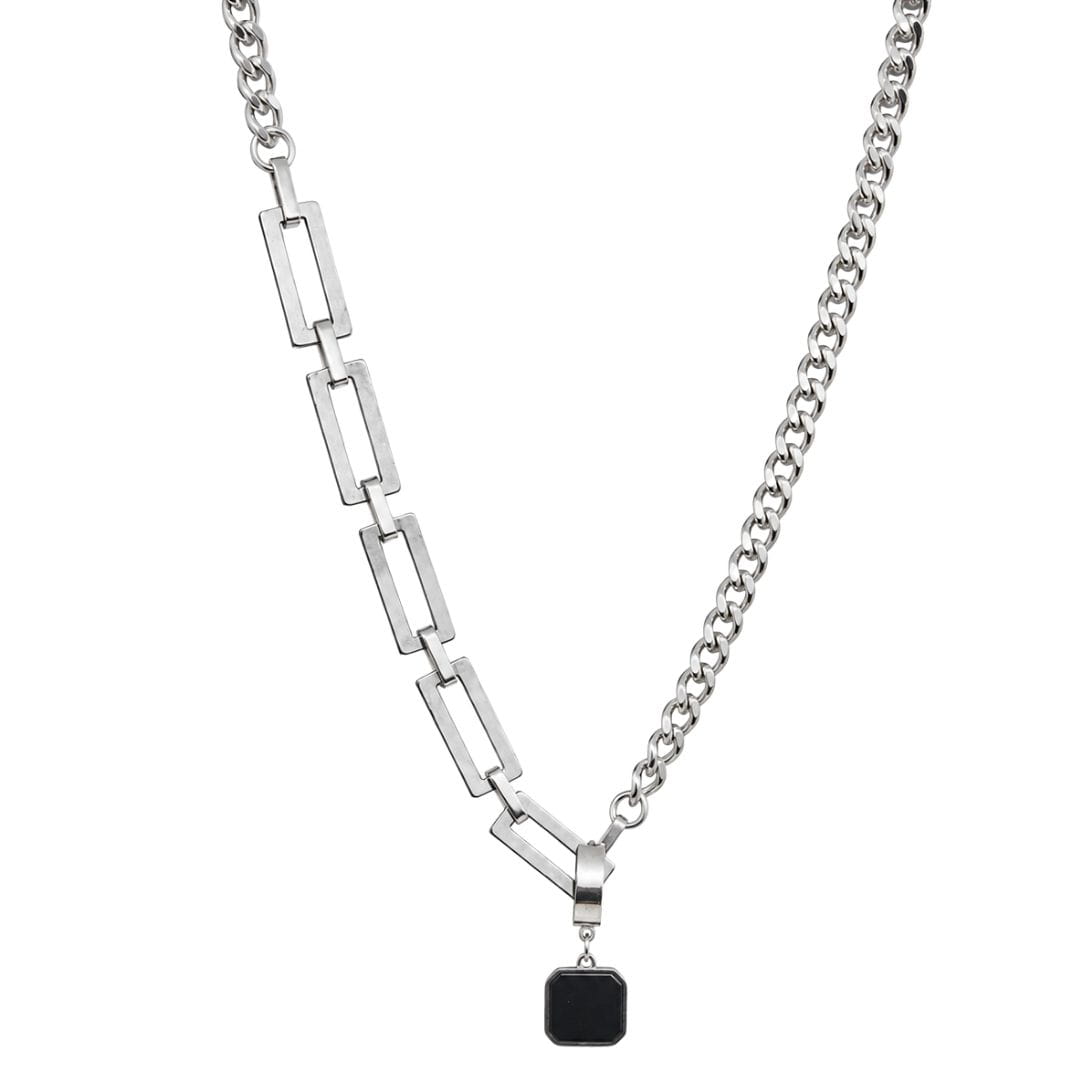 THE MEN THING SS Pendant/ Necklace DUAL LINK - 35mm Titanium Steel Pendant with OCTAGON 5mm Chain for Men & Boys (21inch)