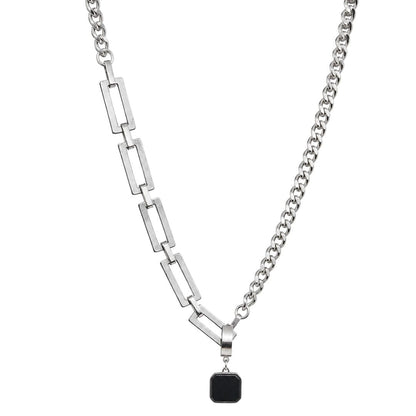 THE MEN THING SS Pendant/ Necklace DUAL LINK - 35mm Titanium Steel Pendant with OCTAGON 5mm Chain for Men & Boys (21inch)