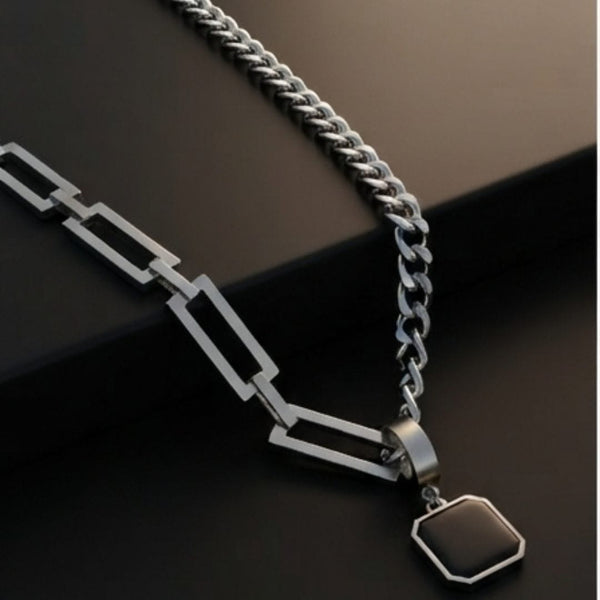 DUAL LINK - 35mm Titanium Steel Pendant with OCTAGON 5mm Chain for Men & Boys (21inch)
