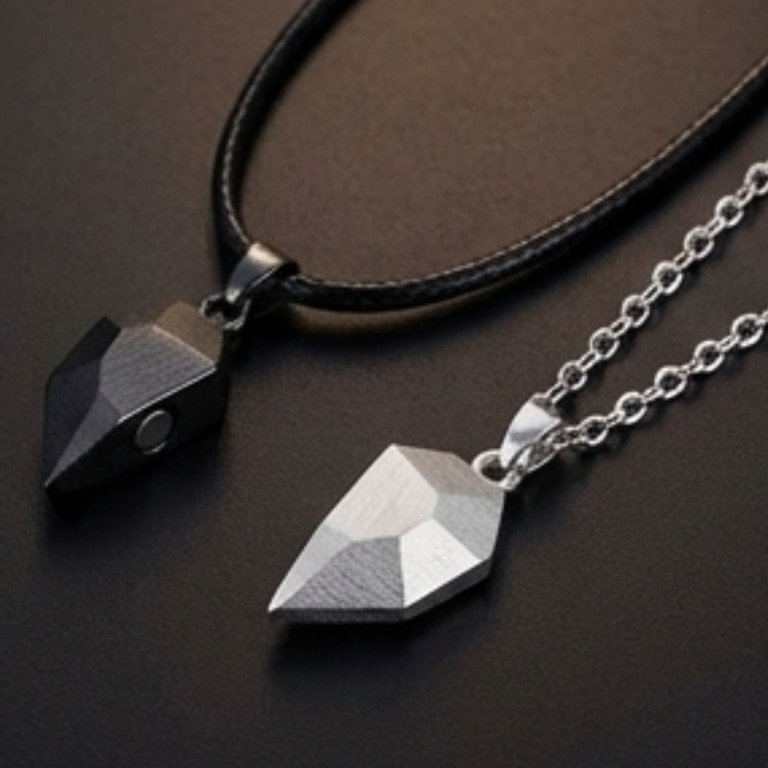 THE MEN THING SS Pendant/ Necklace DUAL TONE SPLIT HEART - Pure Titanium Steel Pendant with 24inch Chain for Men & Boys