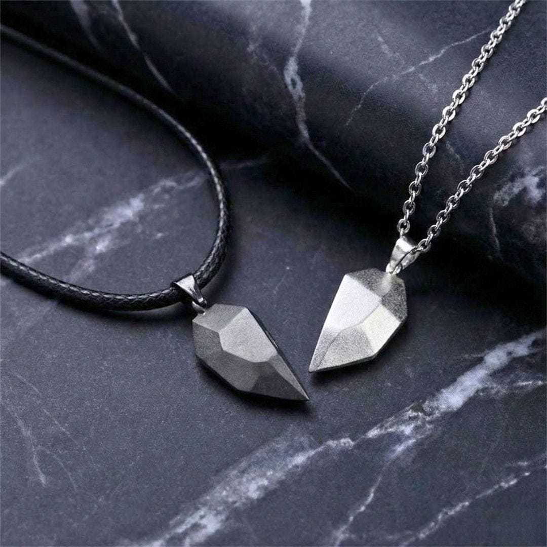 THE MEN THING SS Pendant/ Necklace DUAL TONE SPLIT HEART - Pure Titanium Steel Pendant with 24inch Chain for Men & Boys