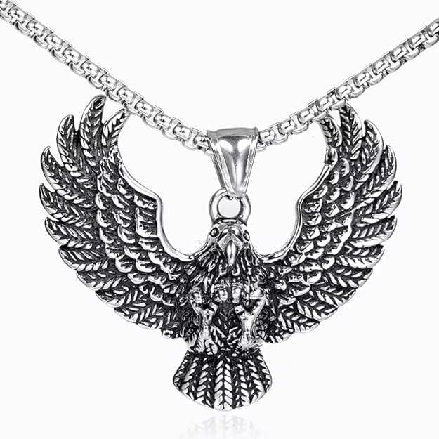 THE MEN THING SS Pendant/ Necklace EAGLE CATCH (T) - Pure Titanium Steel Pendant with Stainless Steel 24inch Round Box Chain, European trending Style for Men & Boy