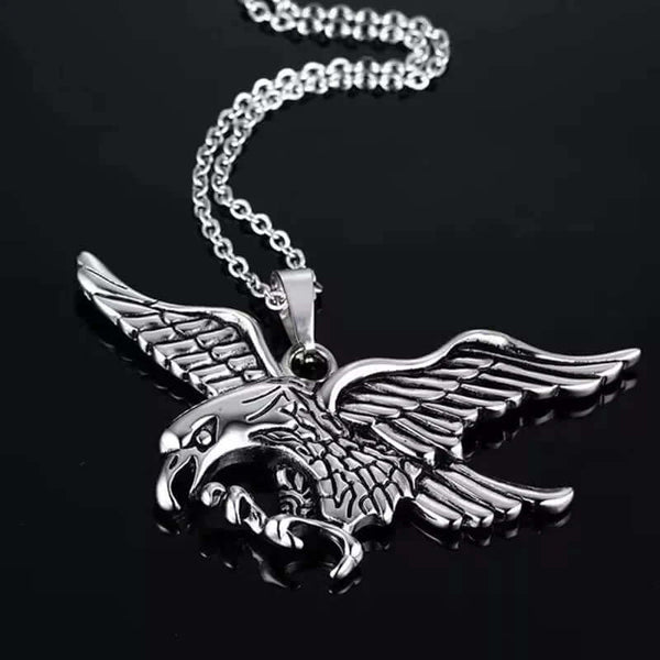 EAGLE-HUNTER - Alloy Pendant with Pure Stainless Steel 24inch Round Body Chain, European trending Style for Men & Boy