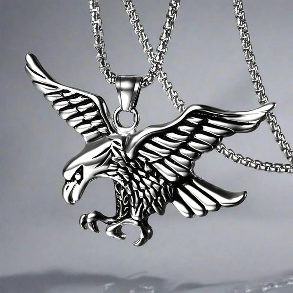 EAGLE-HUNTER - Alloy Pendant with Pure Stainless Steel 24inch Round Body Chain, European trending Style for Men & Boy