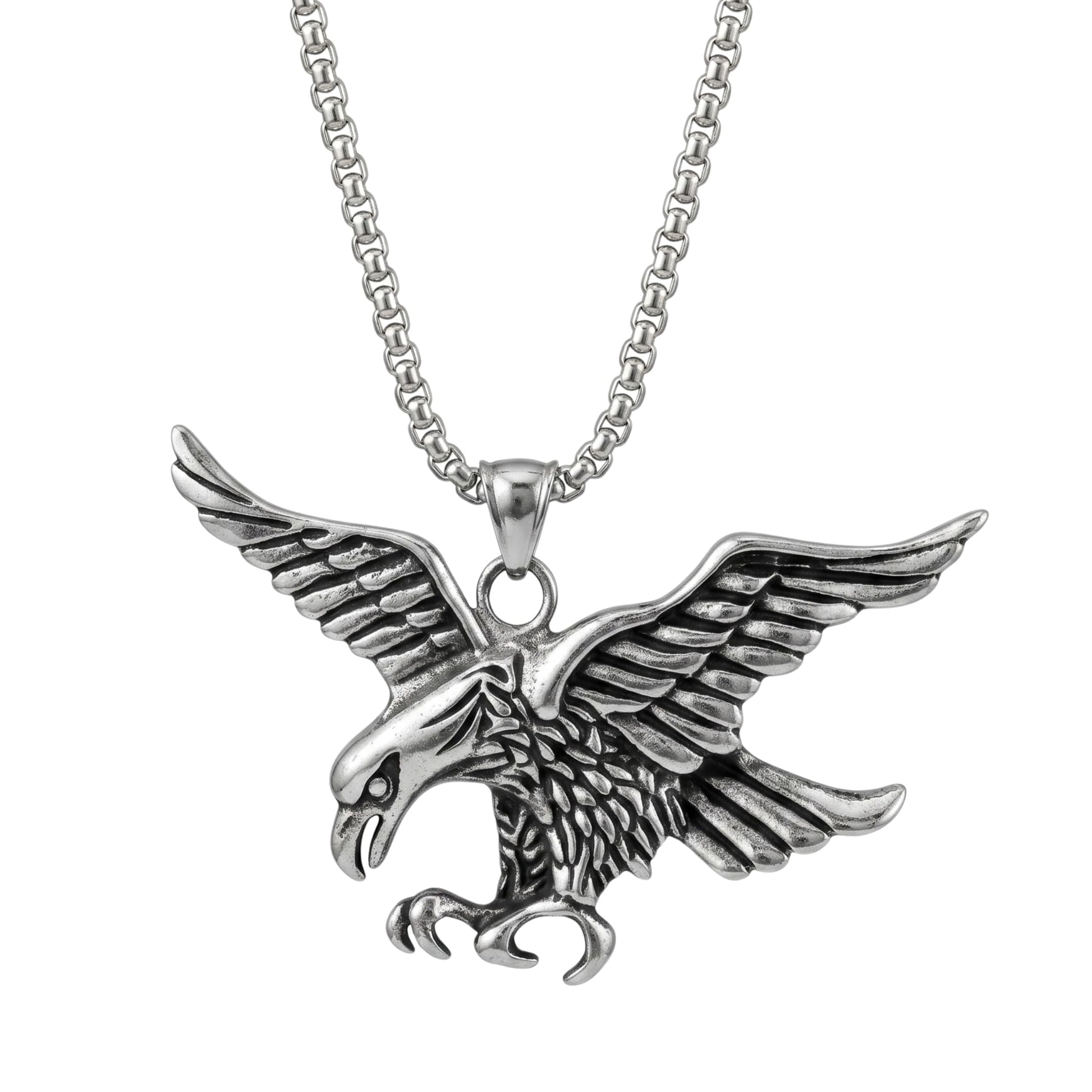 THE MEN THING SS Pendant/ Necklace EAGLE-HUNTER - Alloy Pendant with Pure Stainless Steel 24inch Round Body Chain, European trending Style for Men & Boy