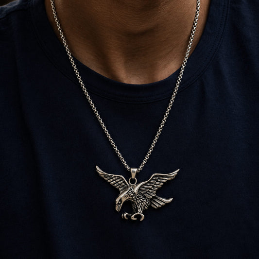 THE MEN THING SS Pendant/ Necklace EAGLE-HUNTER - Alloy Pendant with Pure Stainless Steel 24inch Round Body Chain, European trending Style for Men & Boy
