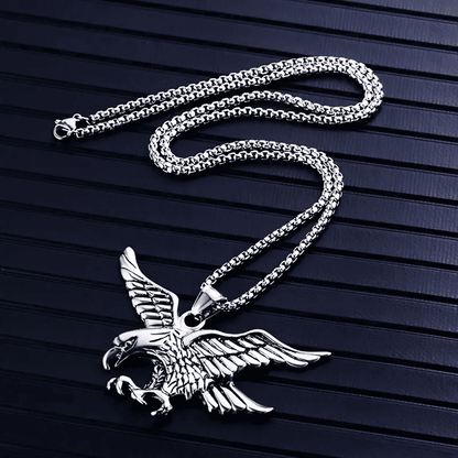 THE MEN THING SS Pendant/ Necklace EAGLE-HUNTER (T) - Pure Titanium Steel Pendant with Stainless Steel 24inch Round Box Chain, European trending Style for Men & Boy