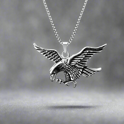 THE MEN THING SS Pendant/ Necklace EAGLE-HUNTER (T) - Pure Titanium Steel Pendant with Stainless Steel 24inch Round Box Chain, European trending Style for Men & Boy
