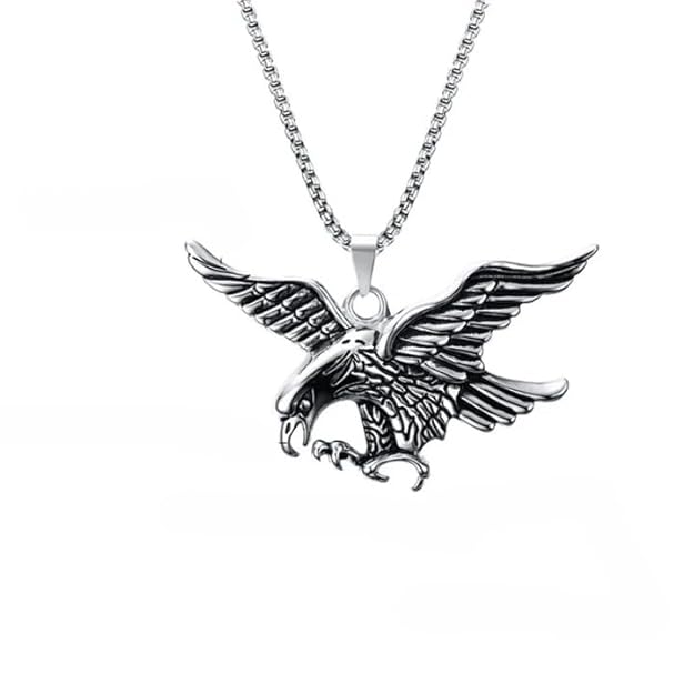 THE MEN THING SS Pendant/ Necklace EAGLE-HUNTER (T) - Pure Titanium Steel Pendant with Stainless Steel 24inch Round Box Chain, European trending Style for Men & Boy