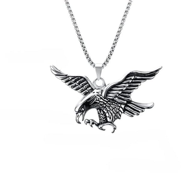 EAGLE-HUNTER (T) - Pure Titanium Steel Pendant with Stainless Steel 24inch Round Box Chain, European trending Style for Men & Boy