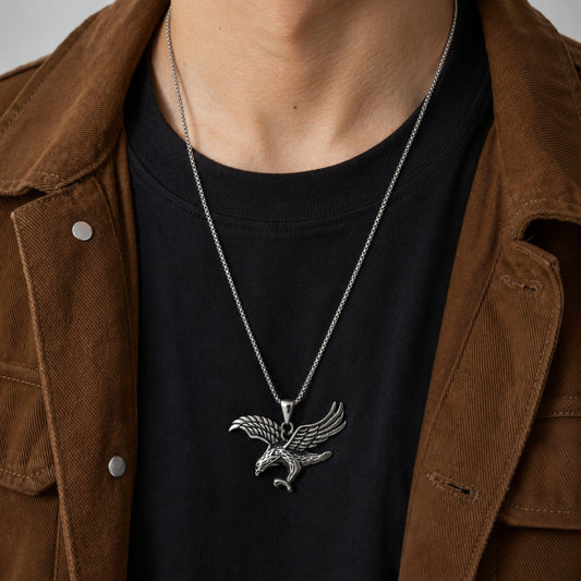 THE MEN THING SS Pendant/ Necklace EAGLE-SHARP - Alloy Pendant with Pure Stainless Steel 24inch Round Body Chain, European trending Style for Men & Boy