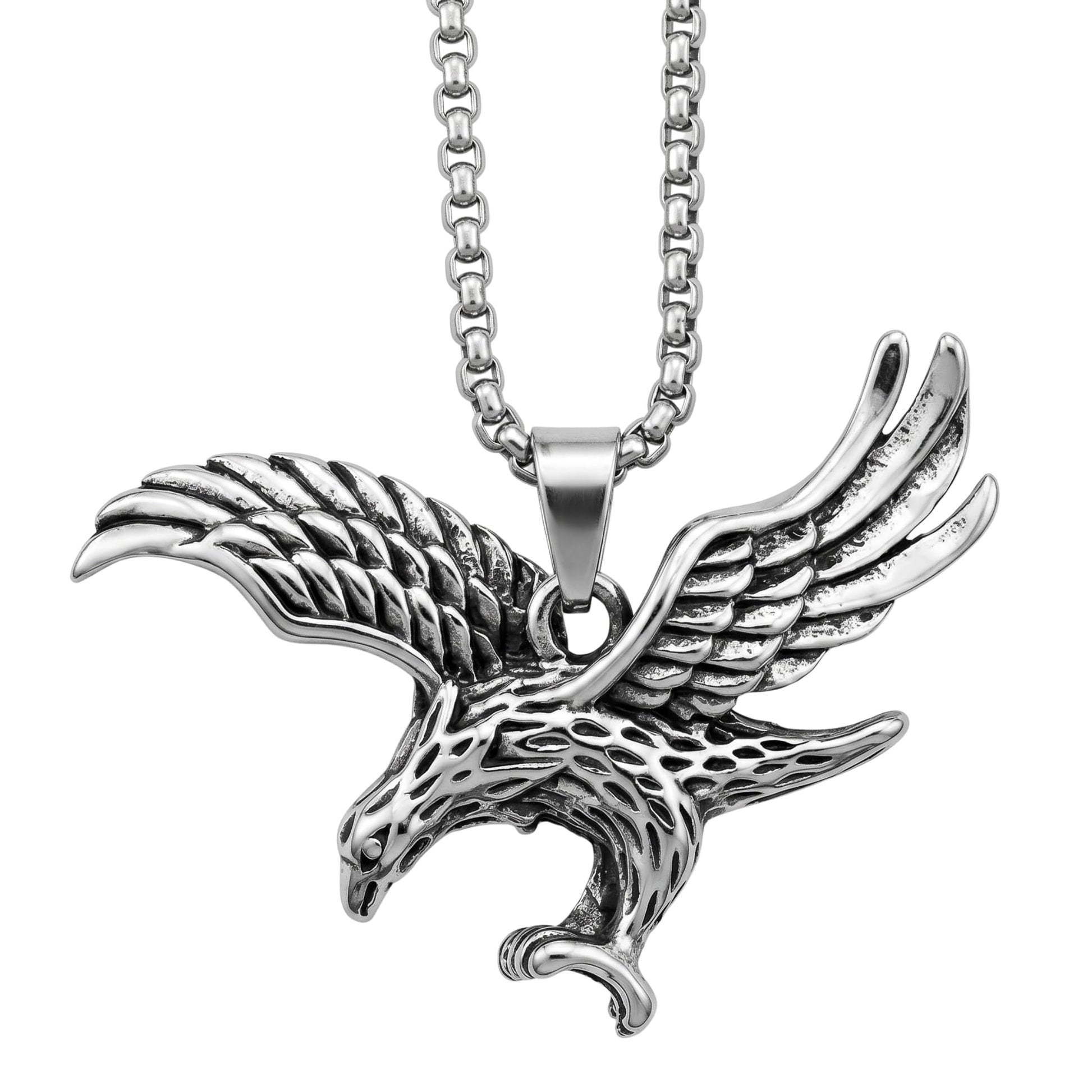 THE MEN THING SS Pendant/ Necklace EAGLE-SHARP - Alloy Pendant with Pure Stainless Steel 24inch Round Body Chain, European trending Style for Men & Boy