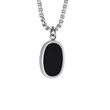 THE MEN THING SS Pendant/ Necklace ECLIPSE BLACK - Pure Titanium Steel Pendant with 24inch Round Box Chain for Men & Boys