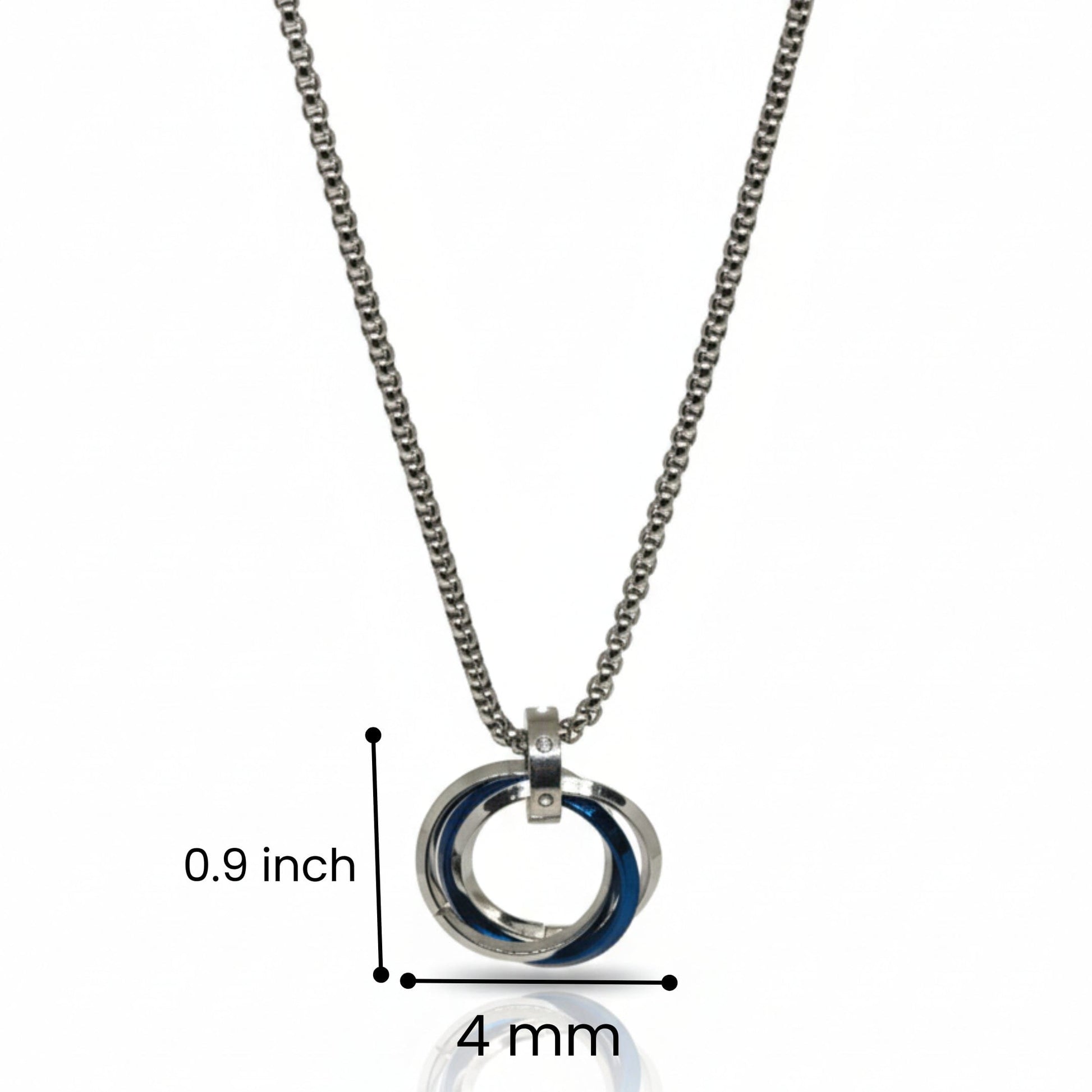 THE MEN THING SS Pendant/ Necklace ECLIPSE NEXUS BLUE - 4mm Titanium Steel Pendant with 24inch Round Box 4mm Chain for Men & Boys