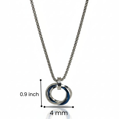 THE MEN THING SS Pendant/ Necklace ECLIPSE NEXUS BLUE - 4mm Titanium Steel Pendant with 24inch Round Box 4mm Chain for Men & Boys