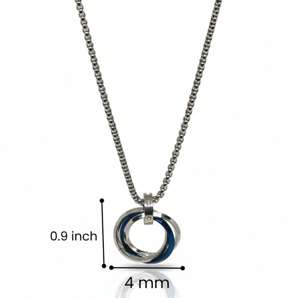 ECLIPSE NEXUS BLUE - 4mm Titanium Steel Pendant with 24inch Round Box 4mm Chain for Men & Boys