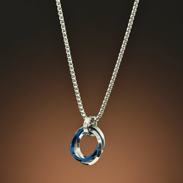 ECLIPSE NEXUS BLUE - 4mm Titanium Steel Pendant with 24inch Round Box 4mm Chain for Men & Boys