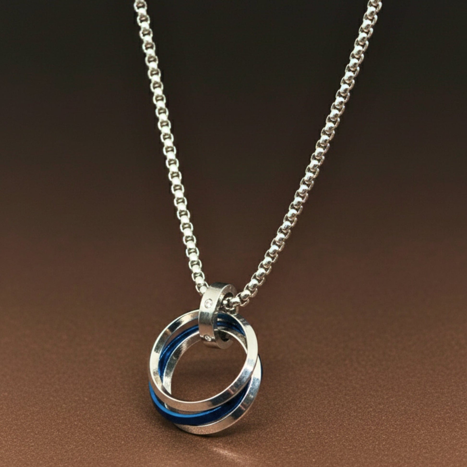 THE MEN THING SS Pendant/ Necklace ECLIPSE NEXUS BLUE - 4mm Titanium Steel Pendant with 24inch Round Box 4mm Chain for Men & Boys