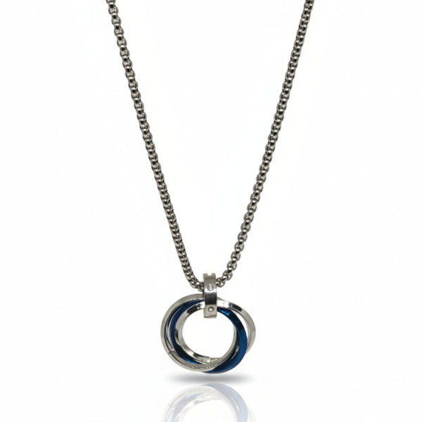 ECLIPSE NEXUS BLUE - 4mm Titanium Steel Pendant with 24inch Round Box 4mm Chain for Men & Boys