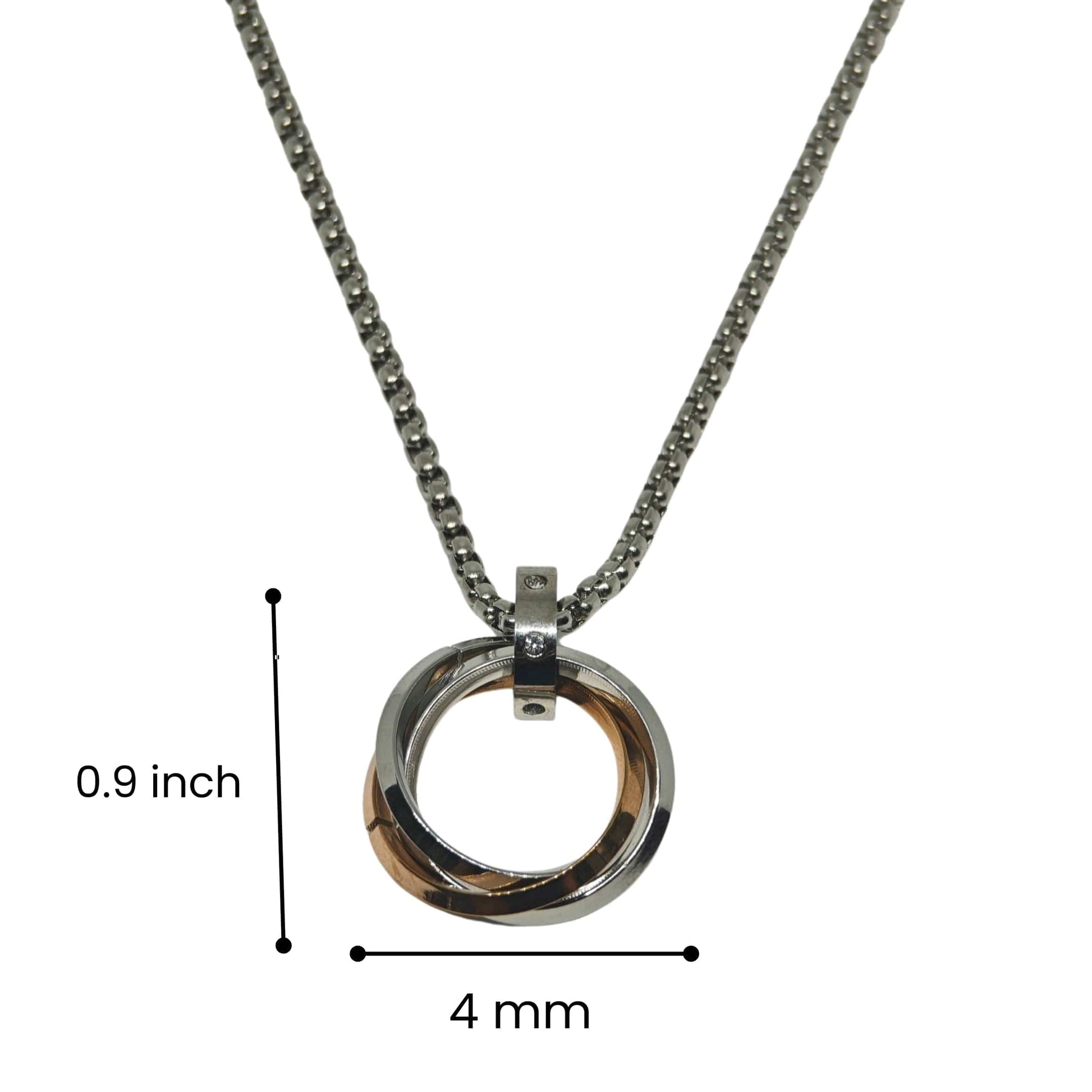 THE MEN THING SS Pendant/ Necklace ECLIPSE NEXUS ROSE GOLD - 4mm Titanium Steel Pendant with 24inch Round Box 4mm Chain for Men & Boys