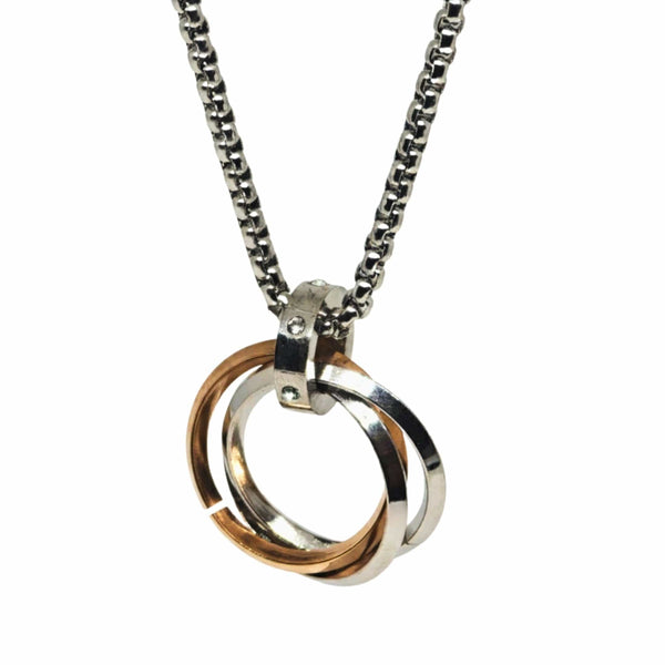 ECLIPSE NEXUS ROSE GOLD - 4mm Titanium Steel Pendant with 24inch Round Box 4mm Chain for Men & Boys
