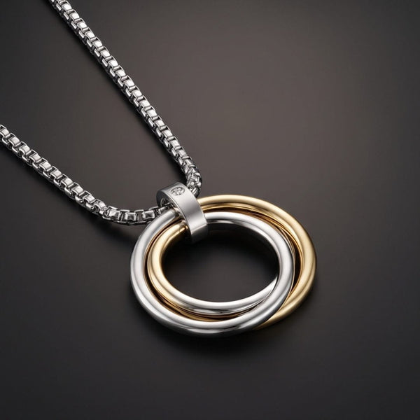 ECLIPSE NEXUS ROSE GOLD - 4mm Titanium Steel Pendant with 28inch Round Box 2mm Chain for Men & Boys