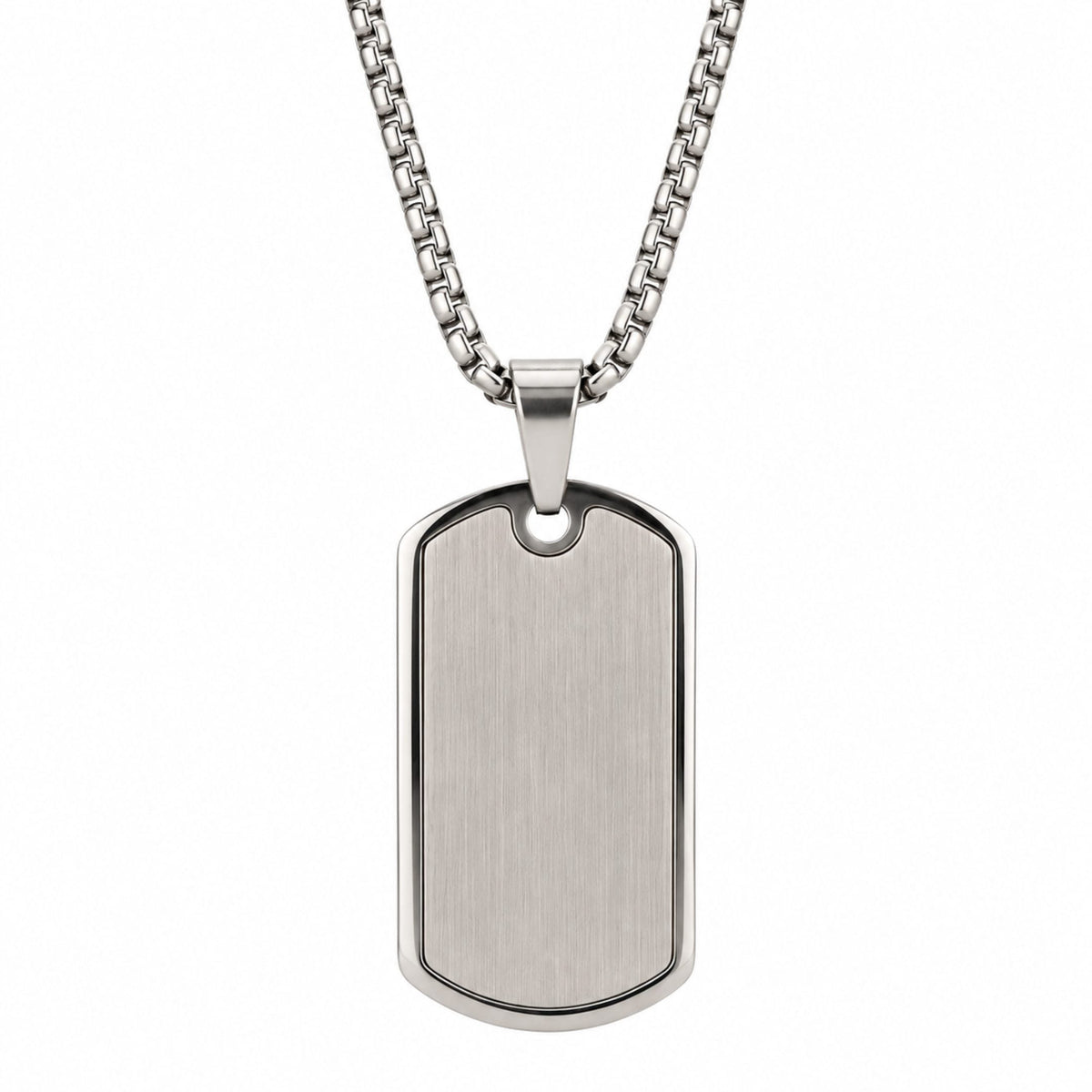 THE MEN THING SS Pendant/ Necklace ENGRAVED  - BOLD TAG - Pure Steel 24mm Pendant with 24inch Round Box 3mm Chain for Men & Boys