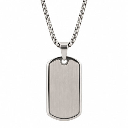 THE MEN THING SS Pendant/ Necklace ENGRAVED  - BOLD TAG - Pure Steel 24mm Pendant with 24inch Round Box 3mm Chain for Men & Boys
