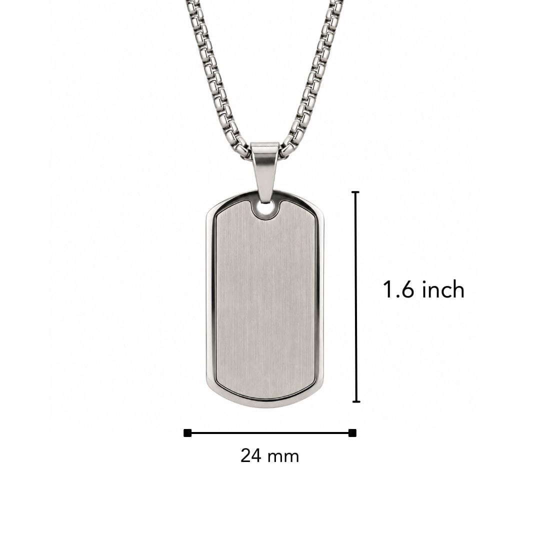 THE MEN THING SS Pendant/ Necklace ENGRAVED  - BOLD TAG - Pure Steel 24mm Pendant with 24inch Round Box 3mm Chain for Men & Boys