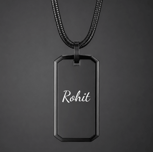 THE MEN THING SS Pendant/ Necklace ENGRAVED - BRAVE TAG - Pure Titanium Steel Black Dog Tag Pendant with 24inch Snake Chain for Men & Boys