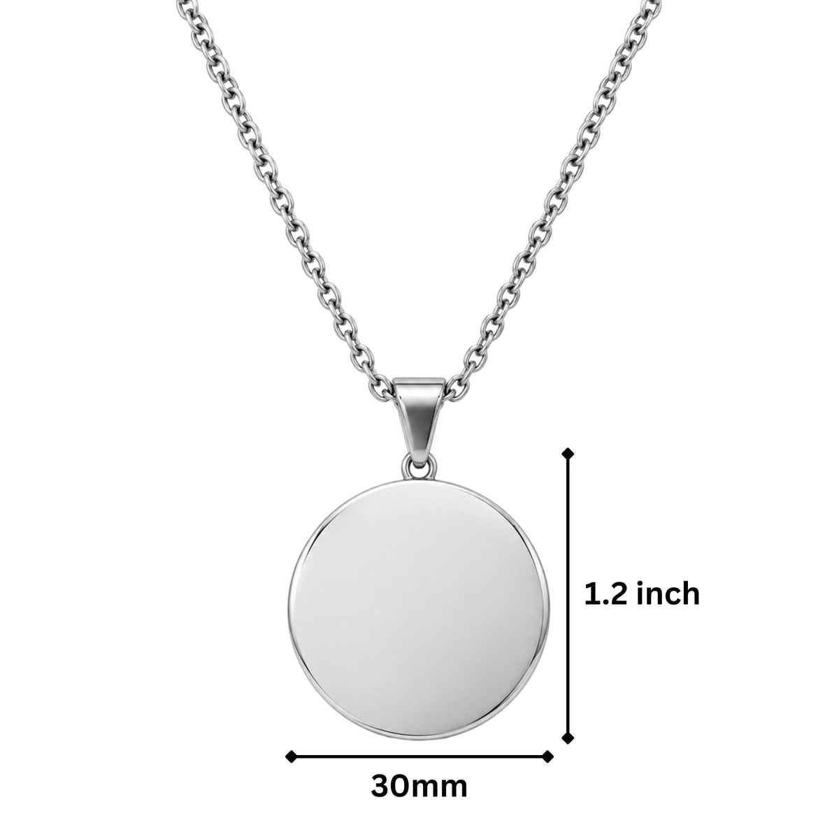 THE MEN THING SS Pendant/ Necklace ENGRAVED - COSMIC CIRCLE - 30mm Pure Titanium Steel Pendant with 3mm Chain for Men & Boys (24 to 26 inch Adjustable Cable Chain)