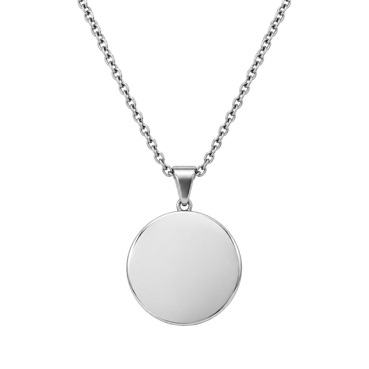THE MEN THING SS Pendant/ Necklace ENGRAVED - COSMIC CIRCLE - 30mm Pure Titanium Steel Pendant with 3mm Chain for Men & Boys (24 to 26 inch Adjustable Cable Chain)