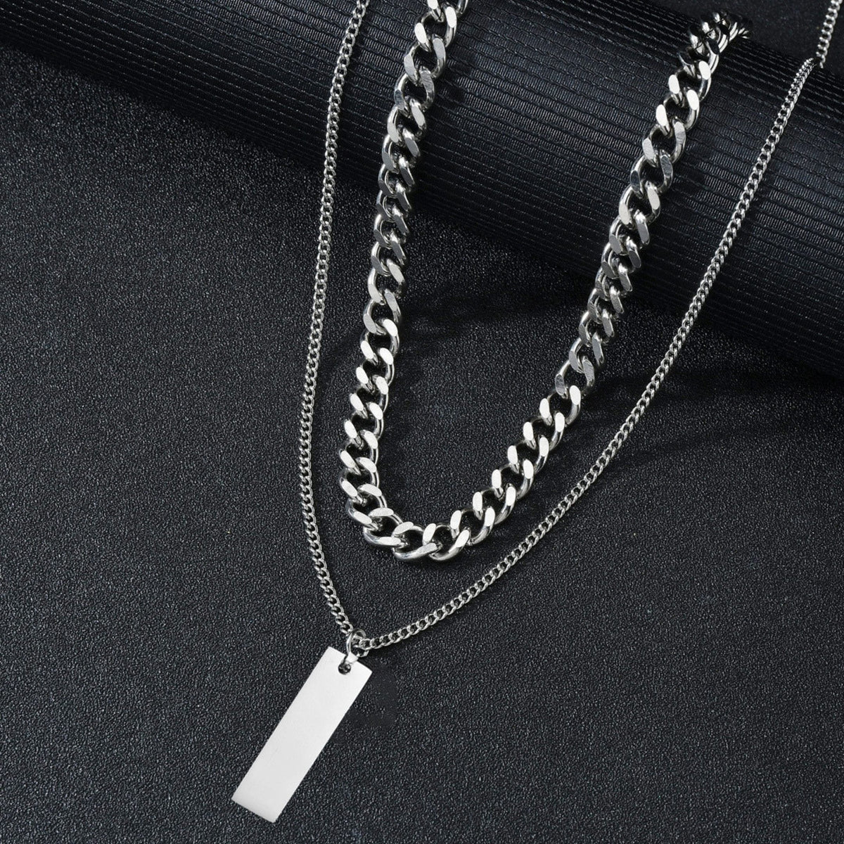 THE MEN THING SS Pendant/ Necklace ENGRAVED - DUAL AXIS - Pure Steel 8mm Pendant with Curb Link 7mm Chain for Men & Boys (18 to 19 inch Adjustable)