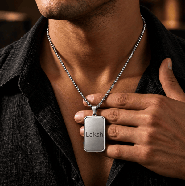 ENGRAVED - ETERNAL FAITH - 24mm Titanium Steel Pendant with 23inch Round Box 2mm Chain for Men & Boys