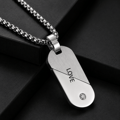 THE MEN THING SS Pendant/ Necklace ENGRAVED - HEART FLIP - 20mm Titanium Steel Pendant with 24inch Round Box 3mm Chain for Men & Boys