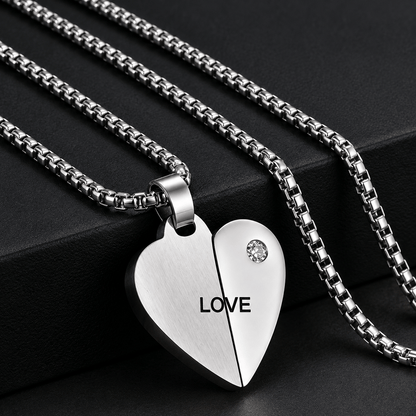 THE MEN THING SS Pendant/ Necklace ENGRAVED - HEART FLIP - 20mm Titanium Steel Pendant with 24inch Round Box 3mm Chain for Men & Boys