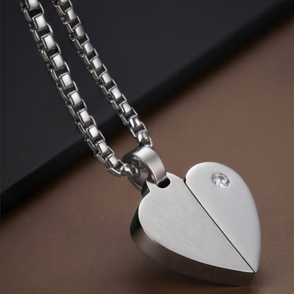 THE MEN THING SS Pendant/ Necklace ENGRAVED - HEART FLIP - 20mm Titanium Steel Pendant with 24inch Round Box 3mm Chain for Men & Boys