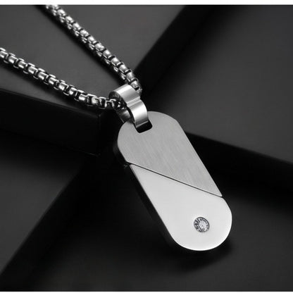THE MEN THING SS Pendant/ Necklace ENGRAVED - HEART FLIP - 20mm Titanium Steel Pendant with 24inch Round Box 3mm Chain for Men & Boys