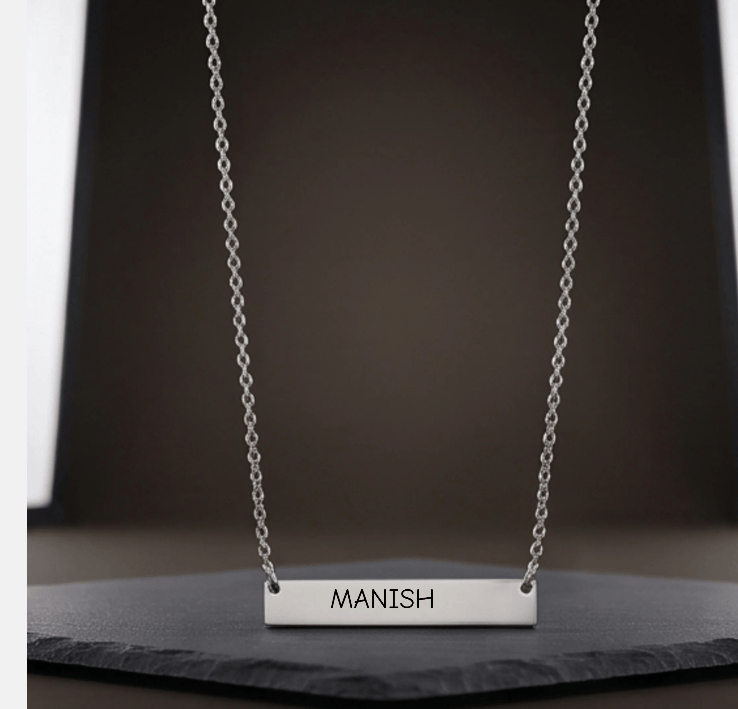 THE MEN THING SS Pendant/ Necklace ENGRAVED - HORIZONX - Pure Steel 34mm Pendant with Oval Link 1.7mm Chain for Men & Boys (17 to 19 inch Adjustable)